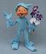 Annalee 5" Blue Spring Elf Holding Flowers 2014 - Mint - 201014