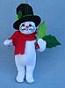 Annalee 4" Holly Berry Snowman Ornament Holding Holly 2015 - Mint - 700515