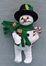Annalee 4" Rustic Yuletide Snowman with Candy Cane Ornament 2016 - Mint - 701116