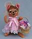 Annalee 6" Garden Party Mouse with Basket of Flowers 2017 - Mint - 202017