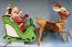 Annalee Motorized Sleigh with 29" Santa, 18" Jackfrost Elf & 36" Reindeer - Very Good - C292-77