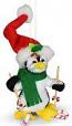 Annalee 4" Candy Cane Skier Penguin Ornament 2021 - Mint - 710721