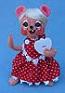 Annalee 6" Sweetheart Girl Mouse Holding Yes Heart - Mint - 101308