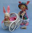 Annalee 10" Mother Bunny with 7" Baby Bunny in Stroller -  Mint - 066597tongx