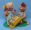 Annalee 10" Country Girl and Boy Bear with Wheelbarrow - Mint - 0942-0943-96