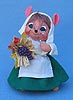 Annalee 6" Pilgrim Girl Mouse in Green with Cornucopia - Mint - 203107