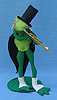 Annalee 10" Frog in Top Hat with Tails and Brass Trombone - Mint - 240087tromx
