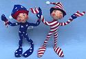 Annalee 9" Blue and  Red Patriotic Elves - Mint - 242907-242807ox