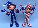 Annalee 9" Blue and  Red Patriotic Elves - Mint - 242907-242807oxooh