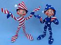 Annalee 9" Blue and  Red Patriotic Elves - Near Mint - 242907-242807yeah