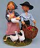 Annalee 10" Americana Farmer Couple with Geese and Holding Basket of Apples - Excellent - 244589a