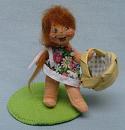 Annalee 3" Picnic Girl in Blue Dress - Excellent - 250598a