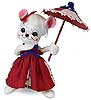 Annalee 6" 4th of July Girl Mouse with Umbrella 2019 - Mint - 260319