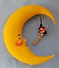 Annalee 3" Witch with 18" Halloween Moon Mobile Closed Eyes - Mint  - 300395xx
