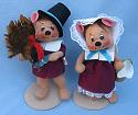 Annalee 8" Harvest Boy & Girl Bear with Turkey - Near Mint - 307900-307800-1
