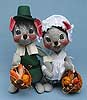 Annalee 12" Green Pilgrim Boy & Girl Mice - Mint - 3080-3075-91