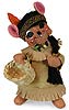 Annalee 6" Indian Girl Mouse with Basket 2019 - Mint - 361119