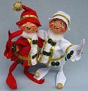 Annalee Set of Two 9" Red & White Elegant Elves - Near Mint -500908-501108set