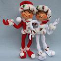 Annalee Set of Two 9" Red & White Peppermint Twist Elves - Mint / Near Mint - 501208-501408set
