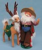 Annalee 9" Cowboy Santa Hugging Reindeer - Mint - 509706