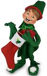 Annalee 12" Green Christmas Whimsy Elf with Stocking 2020 - Mint - 510920