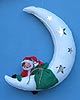 Annalee 7" Santa on White Felt Moon - Mint / Near Mint - 520092x