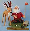 Annalee 10" Hole in One Golfing Santa with Reindeer - Near Mint - 540591a