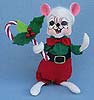 Annalee 6" Holly Berry Boy Mouse with Candycane 2015 - Mint - 600615