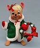 Annalee 8" Rustic Yuletide Girl Mouse with Wreath 2016 - Mint - 601416
