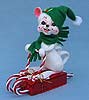 Annalee 6" Candy Cane Sledding Mouse - Mint - 601508
