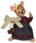 Annalee 5" Plaid & Pine Girl Mouse with Bells 2023 - Mint - 610523
