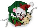 Annalee 6" Very Merry Mouse in Santa's Bag with Teddy Bear 2020 - Mint - 611220