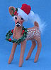 Annalee 5" Fawn with Santa Cap and Wreath - Mint - 642605