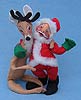 Annalee 7" Santa with 10" Reindeer - Open Eyes - Mint - 651085
