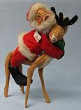 Annalee 7" Santa with 10" Reindeer - Open Eyes - 1985 - Very Good - 651085xa