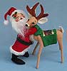 Annalee 7" Velour Santa with 10" Reindeer - Closed Eyes - 1996 - Mint - 651096xo