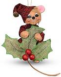 Annalee 3" Plaid & Pine Nightshirt Mouse Ornament 2023 - Mint - 710523