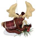 Annalee 4" Plaid & Pine Moose Ornament 2023 - Mint - 711323