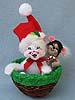 Annalee 4" Santa Kitty Cat & 3" Mouse in Basket 2017 - Mint - 750017