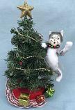 Annalee 4" Tree Climbing Kitty Cat Vignette - Mint - 750310a