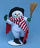 Annalee 7" Sweepy The Snowman Holding Broom - Mint - 750502