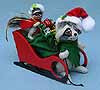 Annalee 6" and 3" Sleigh Jacking Bandit Raccoons - Mint - 751010