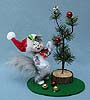 Annalee 4" Tree Trimming Kitty Cat Vignette - Mint - 751509