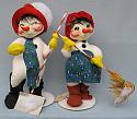 Annalee 18" Shoveling & Sweeping Snowflakes Snowmen - Very Good - 7525-7524-98a