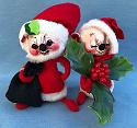 Annalee 7" Mr Santa & Mrs Santa Mouse with Sack & Holly - Mint - 7710-7715-80