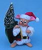 Annalee 4" Santa Mouse with Tree - Mint - 778703