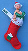 Annalee 3" Baby in Stocking Ornament dated 1985 - Mint - 787085xxdate