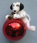 Annalee 4" Dalmation Dog Holding Red Christmas Bulb Ornament - Excellent - 790496a