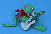 Annalee 10" Croaker Christmas Frog with Guitar - Excellent - J17-69a