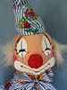 Annalee 42" Clown in Blue and White Ticking - Excellent - 1977 - A343-77bla